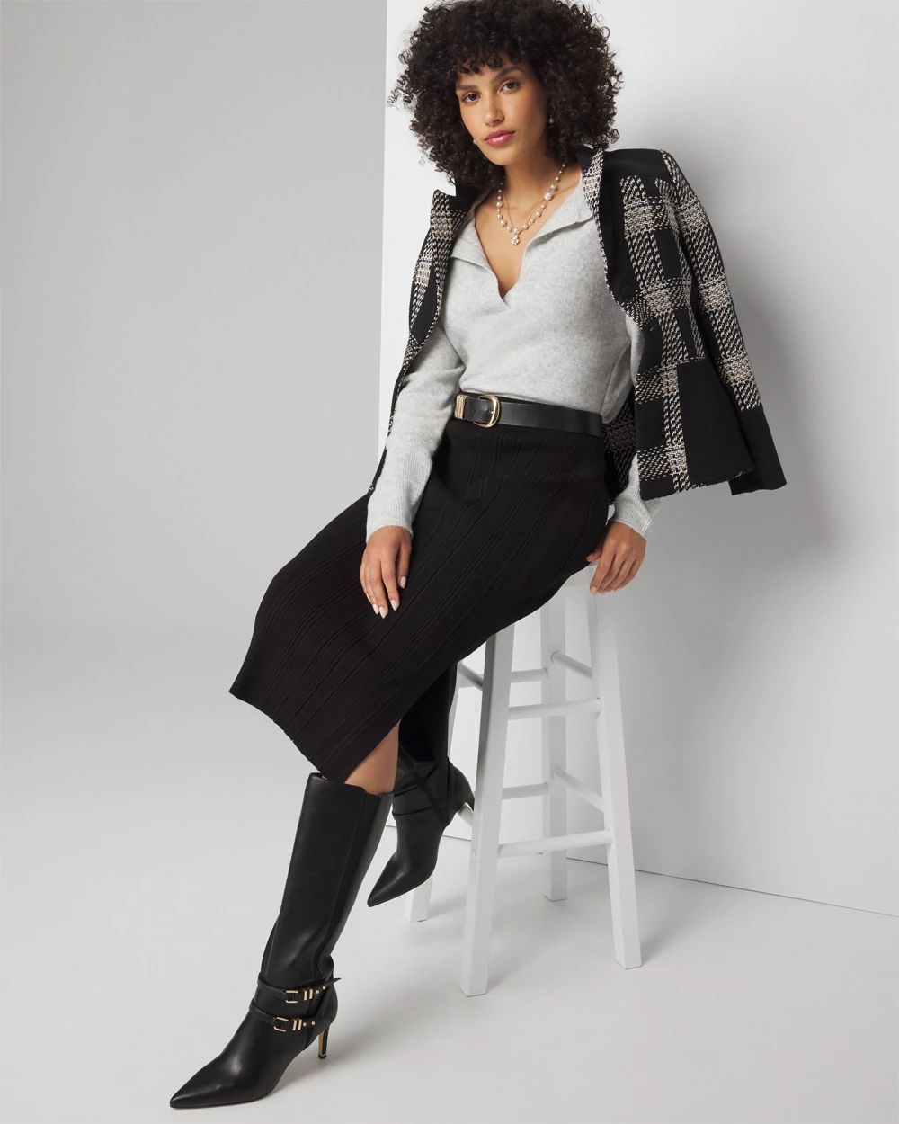 Constructive Knit Jumper Skirt 【black】 Black ribbed sweater and skirt DUFFY - Krista Elsta